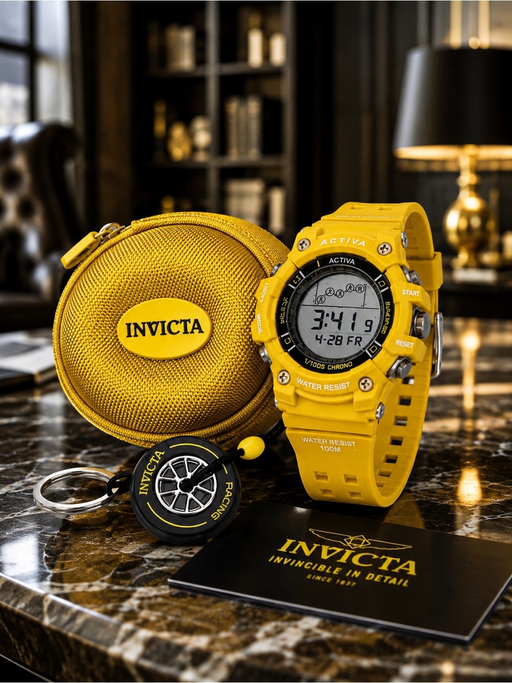 Activa x Invicta Rally 50mm Yellow Digital Sport Watch Set ACW-GA-M-100